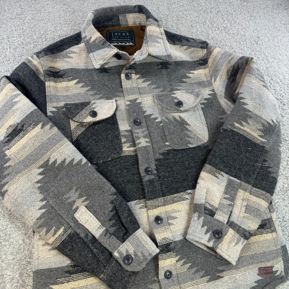 Jachs New York Mens Southwestern Sherpa Lined Wool Blend Shirt‎ Jacket Grey M